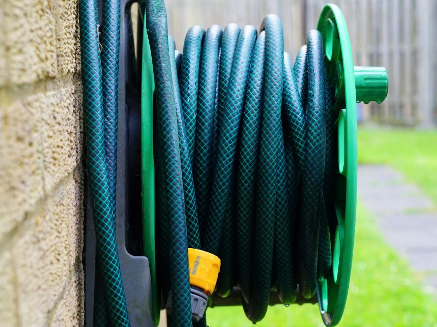 blue hose on wall